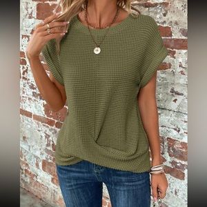 Boho casual batwing sleeve twist front top